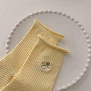 <span class=keywords><strong>Calcetines</strong></span> de flores bordadas <span class=keywords><strong>con</strong></span> volantes <span class=keywords><strong>Calcetines</strong></span> de algodón <span class=keywords><strong>con</strong></span> parte superior rizada para dama - Product Image 4