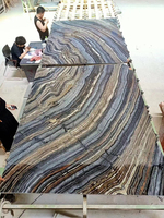 Bookmatch exotique Populaire Noir Dalles De Marbre En Bois avec des lignes d'or Poli Marbre de Forêt-Noire Pour Carrelage Mural