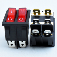 Kcd6 Interrupteur double à 6 broches Interrupteur d'éclairage à LED rouge à bascule DPDT