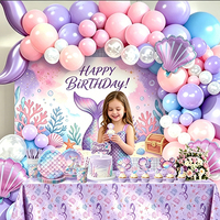 Lot de Vaisselle Thème Sirène pour Anniversaire – Assiettes, Serviettes et Bannière – Idéal pour Décorations de Fête d'Anniversaire de Filles