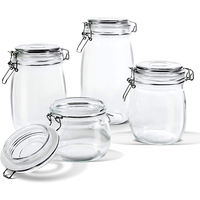 Pots de stockage en verre scellés en gros de différentes tailles avec couvercle à clip supérieur pivotant