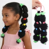 Nouvel Arrivage Extensions de Cheveux Synthétiques Bouclés Crépus Naturels de 12 Pouces pour Enfants, Fibre Haute Température, pour Usage Quotidien