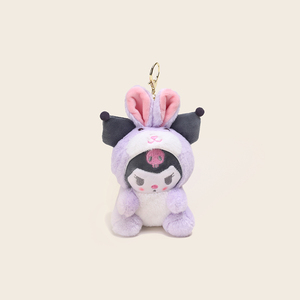 Wholesale Kawaii Keychain Cute Anime Plush Pendant Anime Rabbit Metal Keyring for Gifts Women Girlfriend Boyfriend