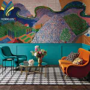 Papel tapiz mural 3D personalizado para <span class=keywords><strong>interior</strong></span>, Paisaje con patrón botánico verde natural, impermeable y antiestático, para el año 22 - Product Image 2