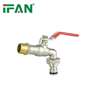 IFAN High Pressure 1/2-3/4" Plumbing Water Tap Silver Color Copper Faucet Bathroom Brass Bib Cock