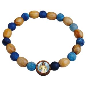 Nouveau modèle de <span class=keywords><strong>chapelet</strong></span> en perles de bois avec image de saint en résine époxy Divine Miséricorde Vierge Marie de <span class=keywords><strong>Lourdes</strong></span> et de Guadalupe Médaille religieuse catholique - Product Image 1