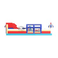 Vente flash - Château gonflable géant sur le thème bleu et rouge en PVC personnalisé - Terrain de jeux pour enfants - Parcours d'obstacles - Aire de jeux pour enfants