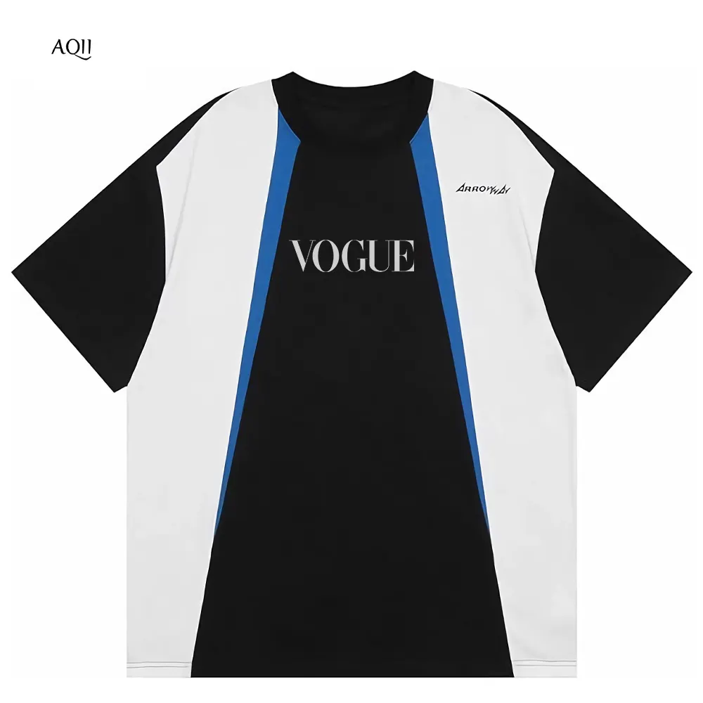 2023 new trendy sports splicing short-sleeved style, custom color sports t-shirts polyester elastane