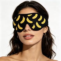 Masque de sommeil occultant noir 3D en mousse à mémoire de forme confortable, à emplacement profond, 100% occultant, imprimé fruits, pour toutes les saisons