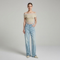 Jeans amples de qualité supérieure, personnalisés avec une étiquette privée, style simple, sur mesure pour femmes