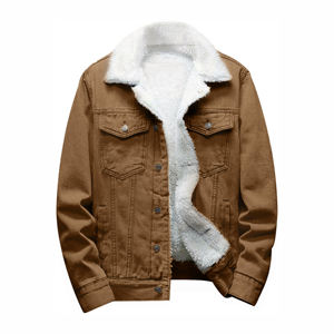 Blouson bombardier coupe ajustée en coton spandex d'automne avec logo brodé personnalisé veste en jean pour hommes - Product Image 1