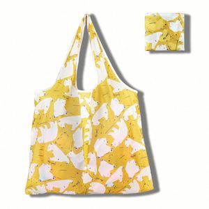 Design Wholesale Large-capacity <b>Folding</b> Shopping Bagscreative Portable Printed Handheld Storage <b>Bags</b> - Product Image 4
