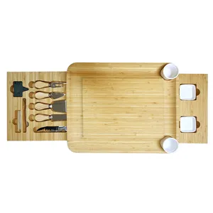 Planche à découper et couteau en bois bambou avec poignée pour la cuisine