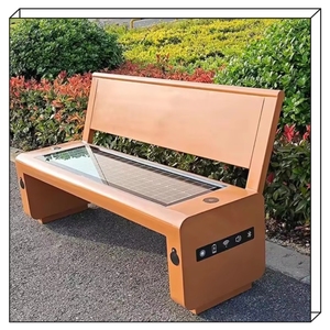 Banc de Parc Commercial Extérieur Intelligent à Énergie Solaire en Acier Inoxydable Étanche avec Recharge Sans Fil WiFi pour Espaces Publics - Product Image 2