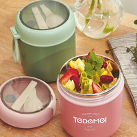 Boîte à lunch portable personnalisée, tasse à soupe en acier inoxydable 304, tasse à petit-déjeuner en plastique, petit récipient à riz, pot à soupe, pot à ragoût