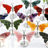 Ornement Papillon en Cristal Guérisseur, Matériaux Mixtes, Sculpture Artisanale en Pierre Naturelle pour Décoration Cadeau