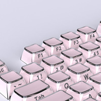 Cross-Border Spot Wholesale Crystal Jelly Powder Keycaps OEM Height Small Full Set 114 Keys PC Transparent Side-Engraved Keycaps