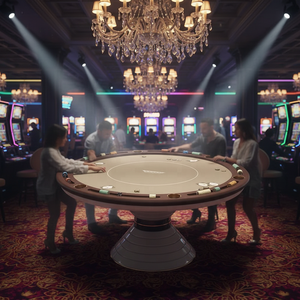 Nouvelle table de <span class=keywords><strong>poker</strong></span> ovale professionnelle de luxe moderne, table de casino en bois pour le Blackjack avec surface en feutre, 10 places, 8 joueurs - Product Image 3