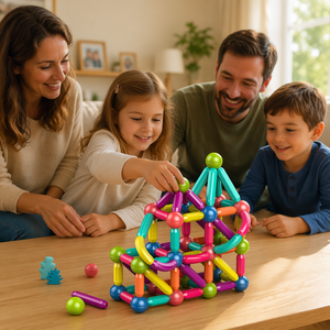 Bloques de Construcción 3D, Juego de Construcción DIY <span class=keywords><strong>con</strong></span> Palos y Bolas Magnéticas de Plástico ABS para Niños, Edificios Modernos Educativos - Product Image 1
