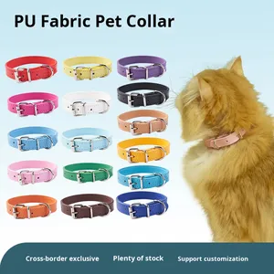 Luxury Adjustable PU Leather Dog Collar with Metal Buckle D Ring Modern Simple Style Training Collar <strong>Belt</strong> for Dogs and <strong>Cats</strong> - Product Image 3