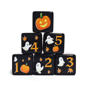 Dés personnalisés en acrylique polyédrique avec motif fantôme <span class=keywords><strong>Jack</strong></span>-O'-Lantern pour Halloween, pour les jeux de rôle D&D et les jeux de société RPG - Product Image 1