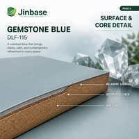 Panneau MDF en placage de bois mélaminé bleu Jinbase personnalisé avec pierres précieuses - Design moderne, écologique, résistant à l'humidité, à l'eau et au feu, première qualité