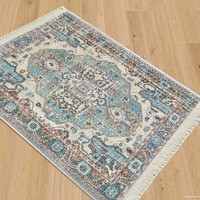 Tapis ethnique abstrait style Moyen-Orient, tapis de sol arabe lavable en machine avec pompons, couverture enroulable pour la maison, musulman