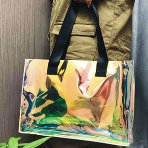 Custom Laser PVC Tote <b>Bag</b> Holographic Jelly Transparent <b>Large</b> Capacity Shopping Handbag for Beach Travel with Logo - Product Image 4