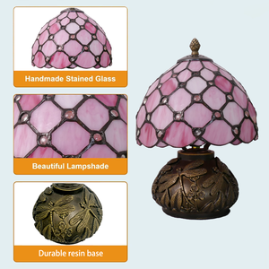 Lampada da tavolo da letto da 8 pollici in vetro colorato di <span class=keywords><strong>Tiffany</strong></span> per studio delicato e carino per studio regalo di luce notturna creativa - Product Image 5