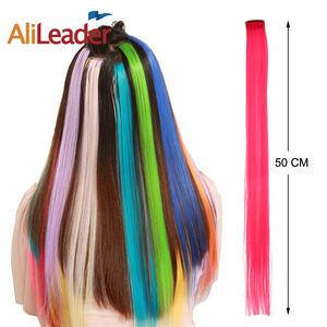 AliLeader precio al por mayor sedoso recto Ombre una pieza Clip en extensiones de cabello sintético - Product Image 3