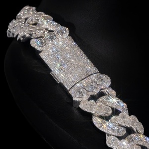 <span class=keywords><strong>Collana</strong></span> a catena cubana con <span class=keywords><strong>aereo</strong></span> in argento sterling 925, montatura a castone da 22 mm con diamante Moissanite taglio fantasia - Product Image 6