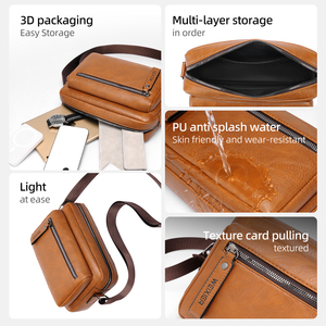 Nuevo Bolso Bandolera de Cuero Vintage, Bolso de Cuero PU Premium, Bolso de Hombro de Mensajero de Lujo Personalizado con Doble Cierre y Diseño Duradero - Product Image 4