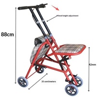 Déambulateur pliant portable pour personnes âgées avec frein à main, chariot de courses et aide à la marche en acier au carbone