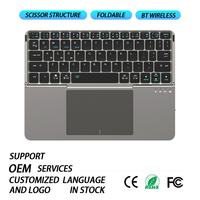 Nuevo Teclado Inalámbrico BT Plegable Portátil con Interruptores de Tijera, Triple Touchpad, Soporte Desmontable, Ultra Delgado, Recargable Tipo-C, ABS