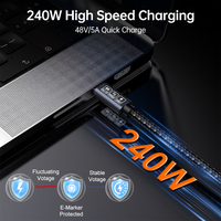 Cable USB4 Thunderbolt 4 de Longitud Personalizada, 240w, 40Gbps, Tipo C, 8K 4K, Carga Rápida, para Audio, Video y Datos