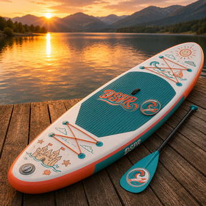 Planche de SUP pour débutants avec de jolis motifs de <span class=keywords><strong>soleil</strong></span>, d'étoiles de mer et de châteaux, légère et stable pour les sorties en famille décontractées - Product Image 1