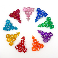 Deskjoy Factory Sale 7 pcs/set dés en plastique polyédrique transparent gravé écologique pour jeux de rôle