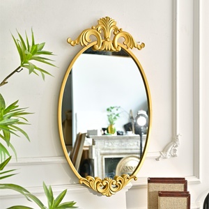 Rustic Eco-friendly Golden Color Metal Framed <b>Wall</b> Hanging <b>Mirror</b> Wholesale Iron Material Flower Design - Product Image 1