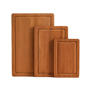 Bamboo Cutting Board <b>Set</b> Of 3 Rectangular Carbonized Kitchen Chopping Blocks With Sink - Product Image 5