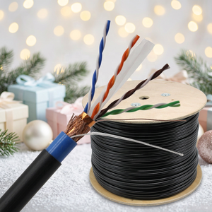 <span class=keywords><strong>สาย</strong></span>แลน FTP Cat6 สำหรับภายนอกอาคาร ความยาว 305 <span class=keywords><strong>เมตร</strong></span> บรรจุในดรัมไม้  วัสดุหุ้ม PVC PE  <span class=keywords><strong>สาย</strong></span>คู่  ตัวนำทองแดงเปลือย  <span class=keywords><strong>สาย</strong></span>สื่อสารบริสุทธิ์ <span class=keywords><strong>100</strong></span>% - Product Image 1