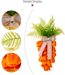 DAMAI Easter Holiday Supplies Tulip Carrot Wreath Orange Carrot Swag Easter Door Decoration Decor for Door Window - Product Image 2