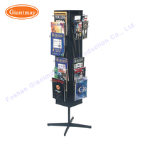 Vente en gros de présentoir à catalogue à double colonne avec support rotatif pour CD et DVD en métal pour magasin de détail