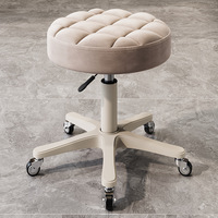 Fauteuil de pédicure et de repas hydraulique réglable en gros, avec revêtement en cuir, roulettes pivotantes, pour salon de beauté et technicien de massage