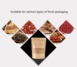 Brown Kraft Paper Self-Supporting Zipper Bag with Window Gravure Printing for Food Packaging Clothing Crafts - Product Image 5
