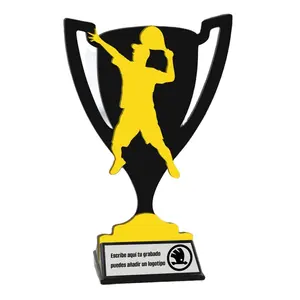 高贵定制切割塑料亚克力运动网球奖杯奖励民间艺术风格，带定制标志