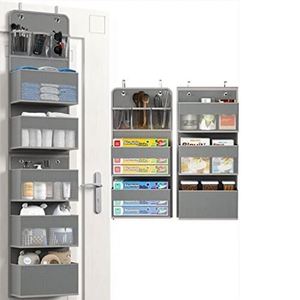 Organisateur de porte Amz Hot Storage avec fermeture éclair, 6 étagères, organisateur de porte suspendu, 1 se divise en 2, organisateur de vêtements en tissu injecté - Product Image 3