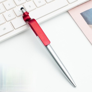 Stylo publicitaire multifonctionnel à bille en plastique avec support de téléphone intégré, pointe tactile de 1,0 mm, revêtement coloré, en stock - Product Image 5