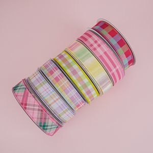 Цветная клетчатая лента с проволочным краем, весенняя декоративная лента, пасхальная лента в конфетных цветах для корзин, бантов, венков, подарочной упаковки, декора для вечеринок и дома - Product Image 3