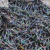 Tissu en maille à franges de paillettes argentées irisées Nanyee Textile, 6 cm de long, pour robe de soirée, robe de danse de scène