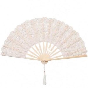 High Quality Chinese Embroidery 27Cm Length Wedding Favor Multi-color Lace Plastic Folding <b>Hand</b> <b>Fans</b> Tassel Dragon Design - Product Image 5